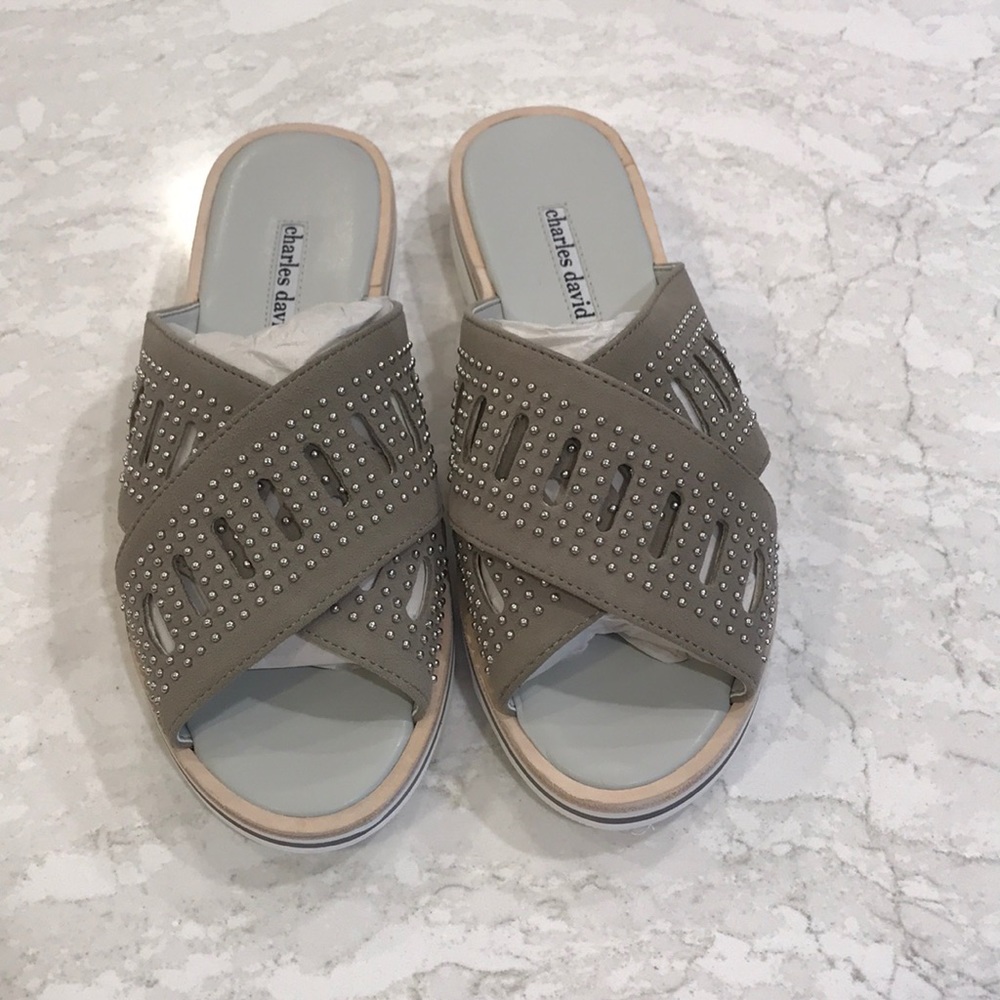 Charles David grey suede sandals